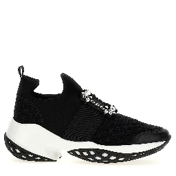 Black Polyester Athletic Sneakers