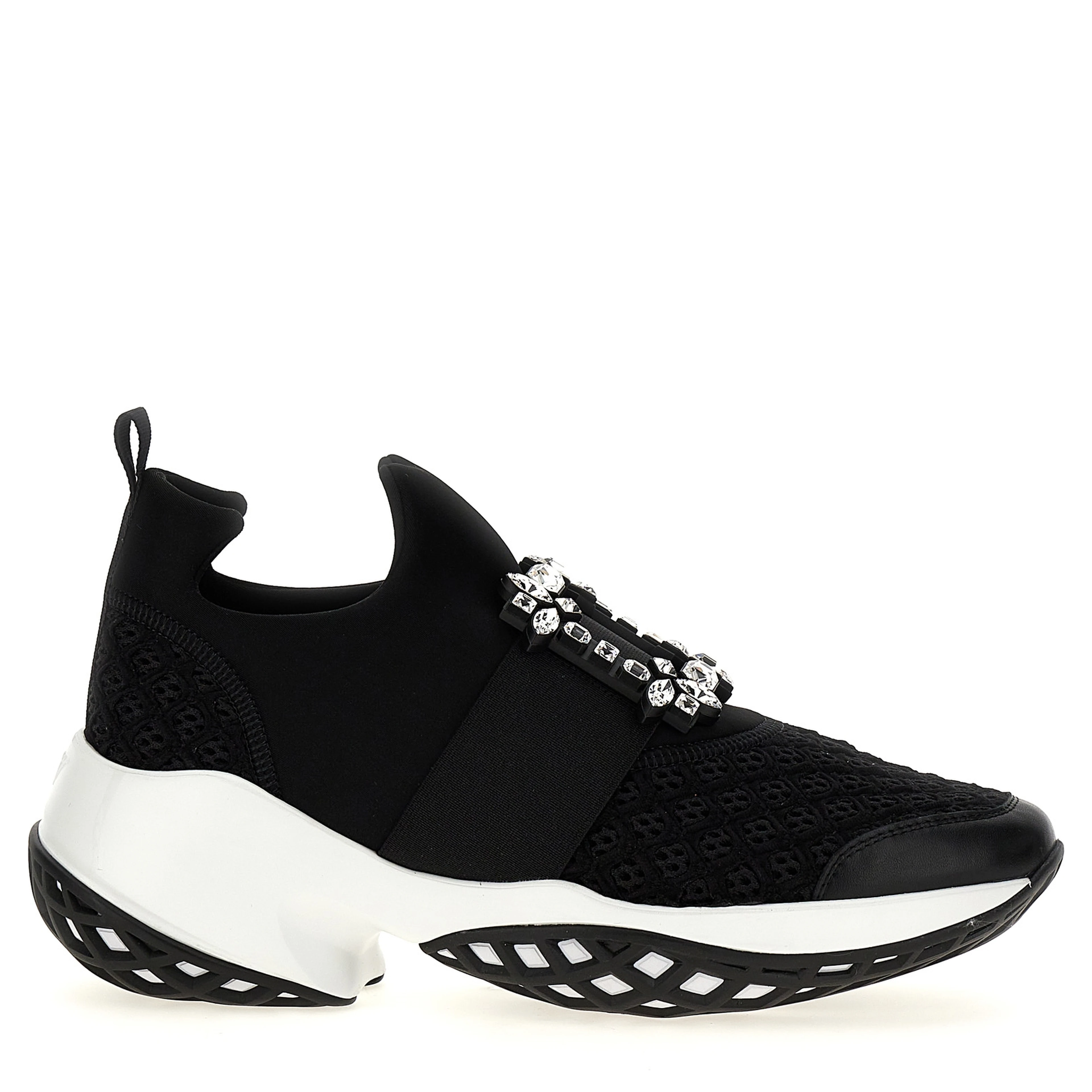 Black Polyester Athletic Sneakers
