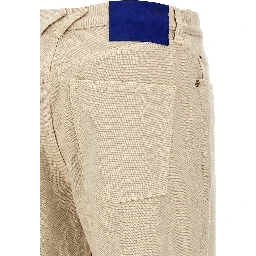 Beige Cotton Casual Pants