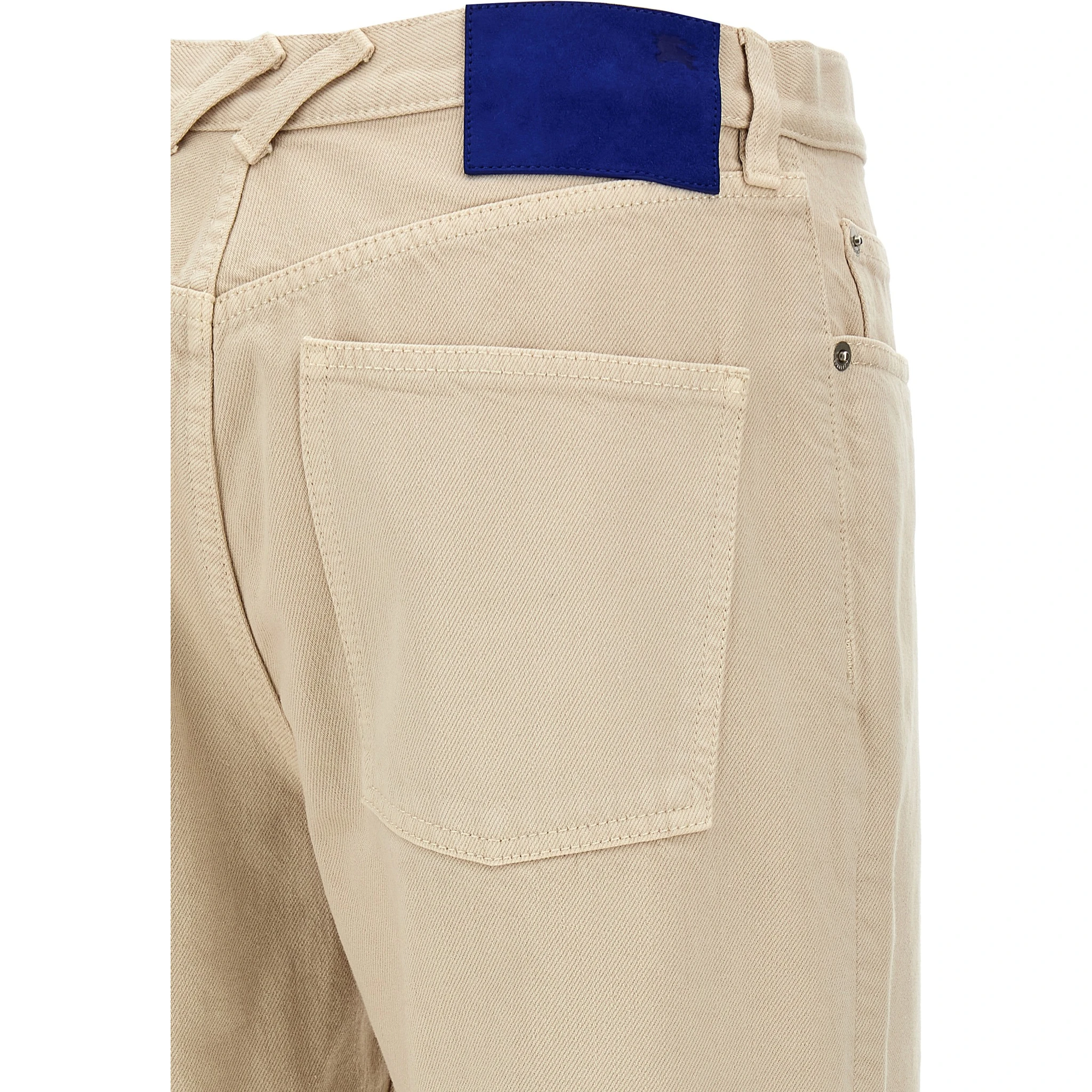Beige Cotton Casual Pants