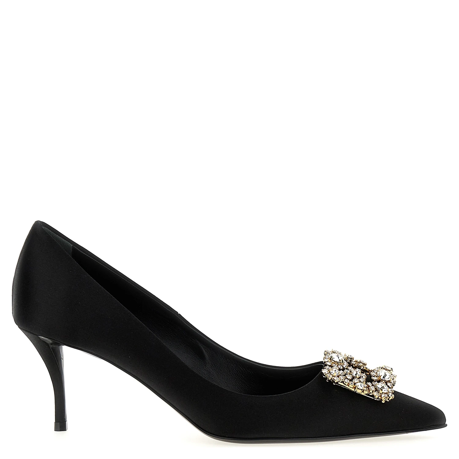 Black Viscose Mid Heel Pumps