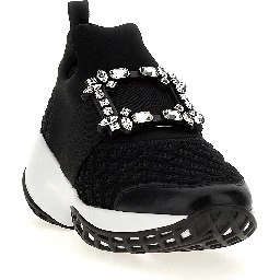 Black Polyester Athletic Sneakers