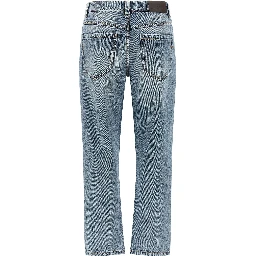 Blue Cotton Straight-Leg Jeans