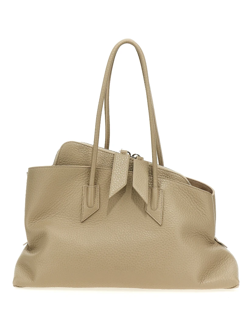 Beige Calfskin Shoulder Bag