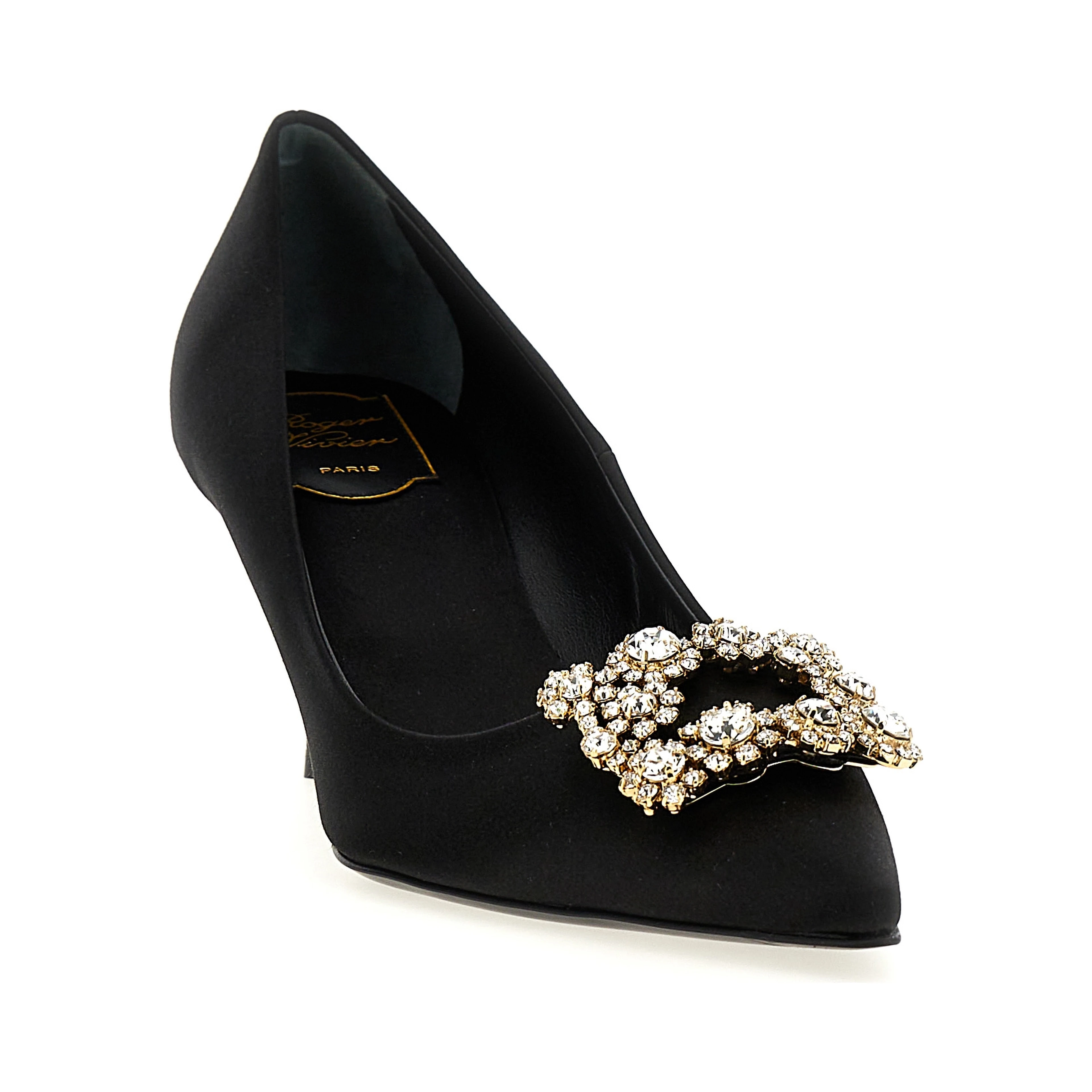 Black Viscose Mid Heel Pumps
