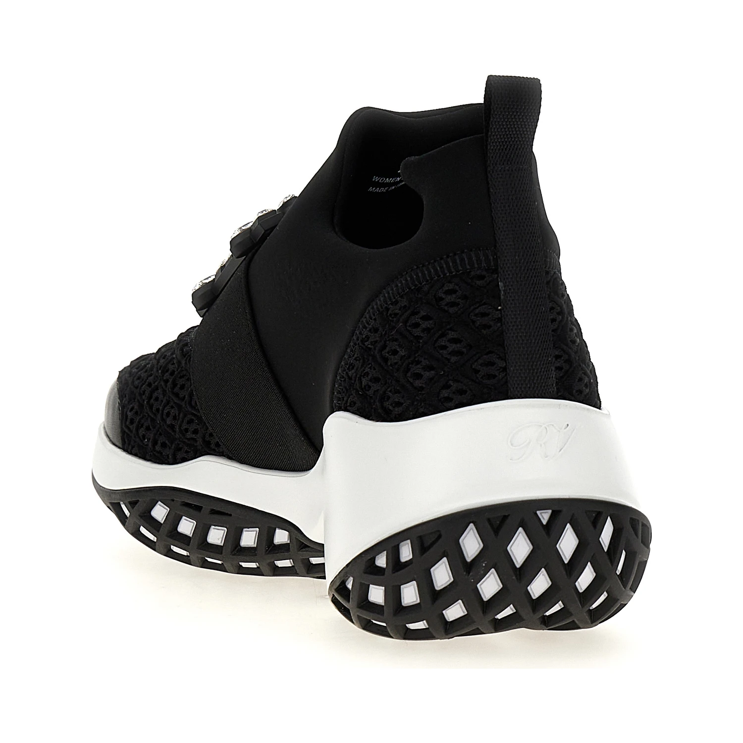 Black Polyester Athletic Sneakers