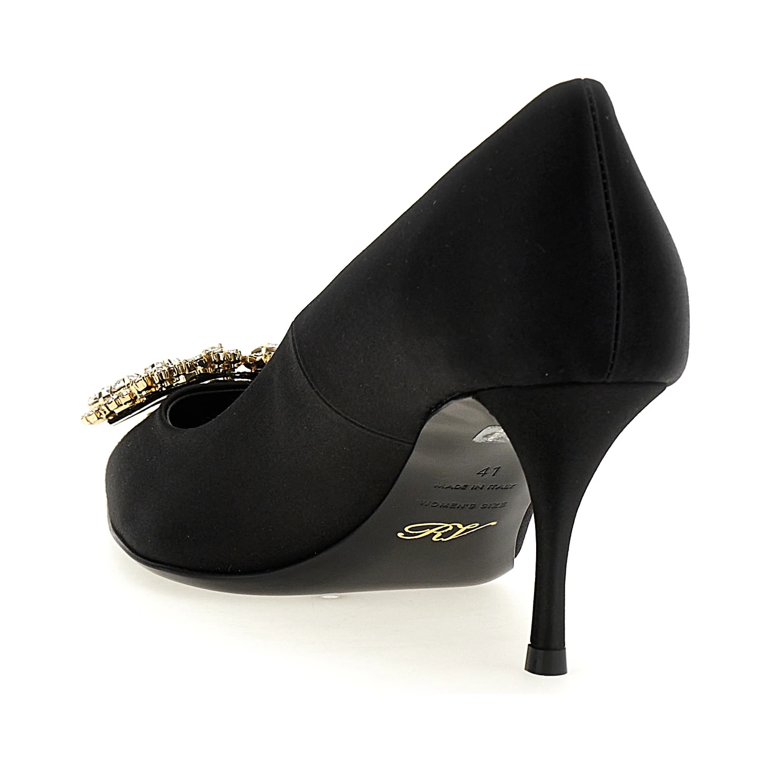 Black Viscose Mid Heel Pumps