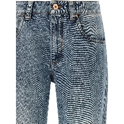 Blue Cotton Straight-Leg Jeans