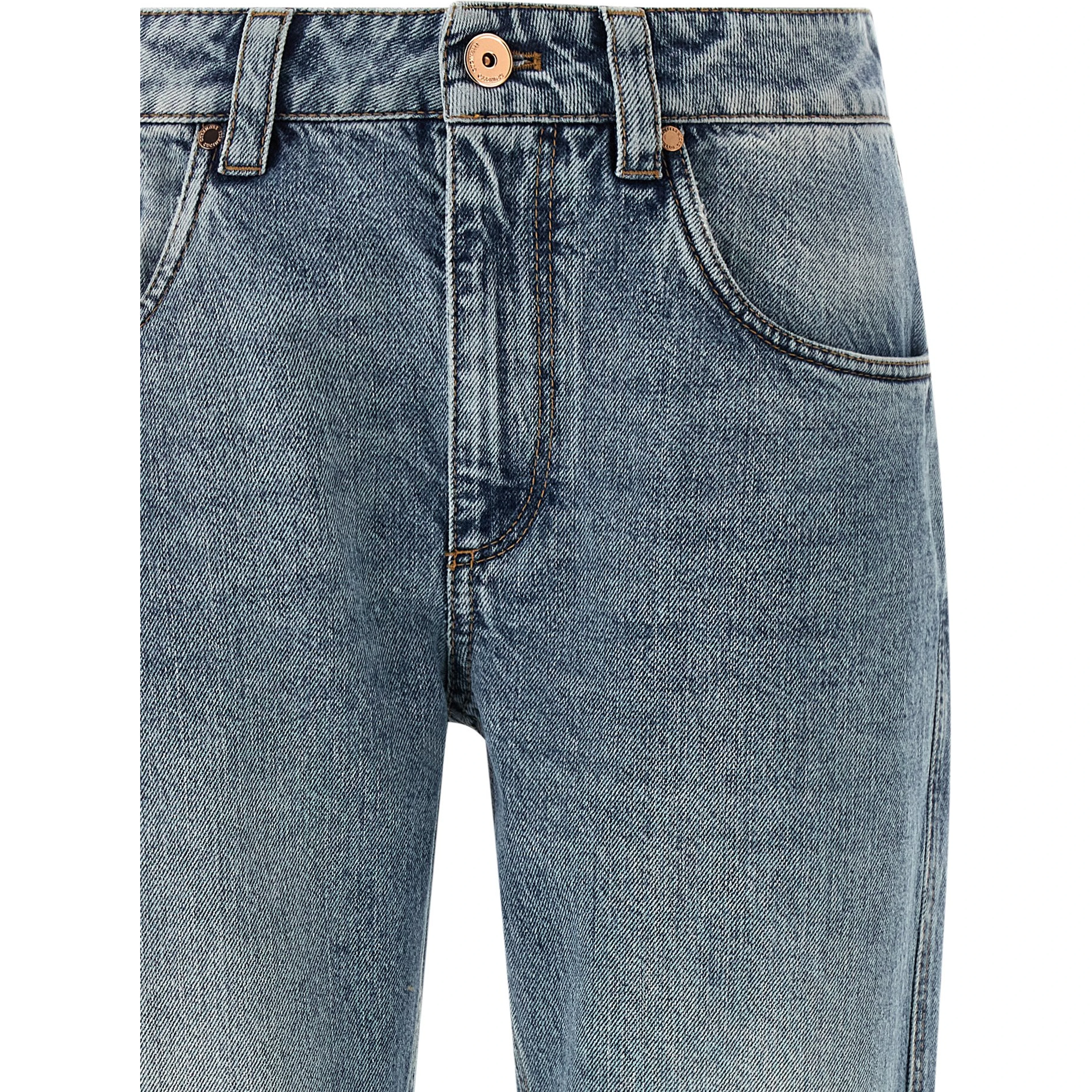 Blue Cotton Straight-Leg Jeans