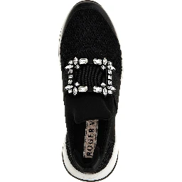 Black Polyester Athletic Sneakers
