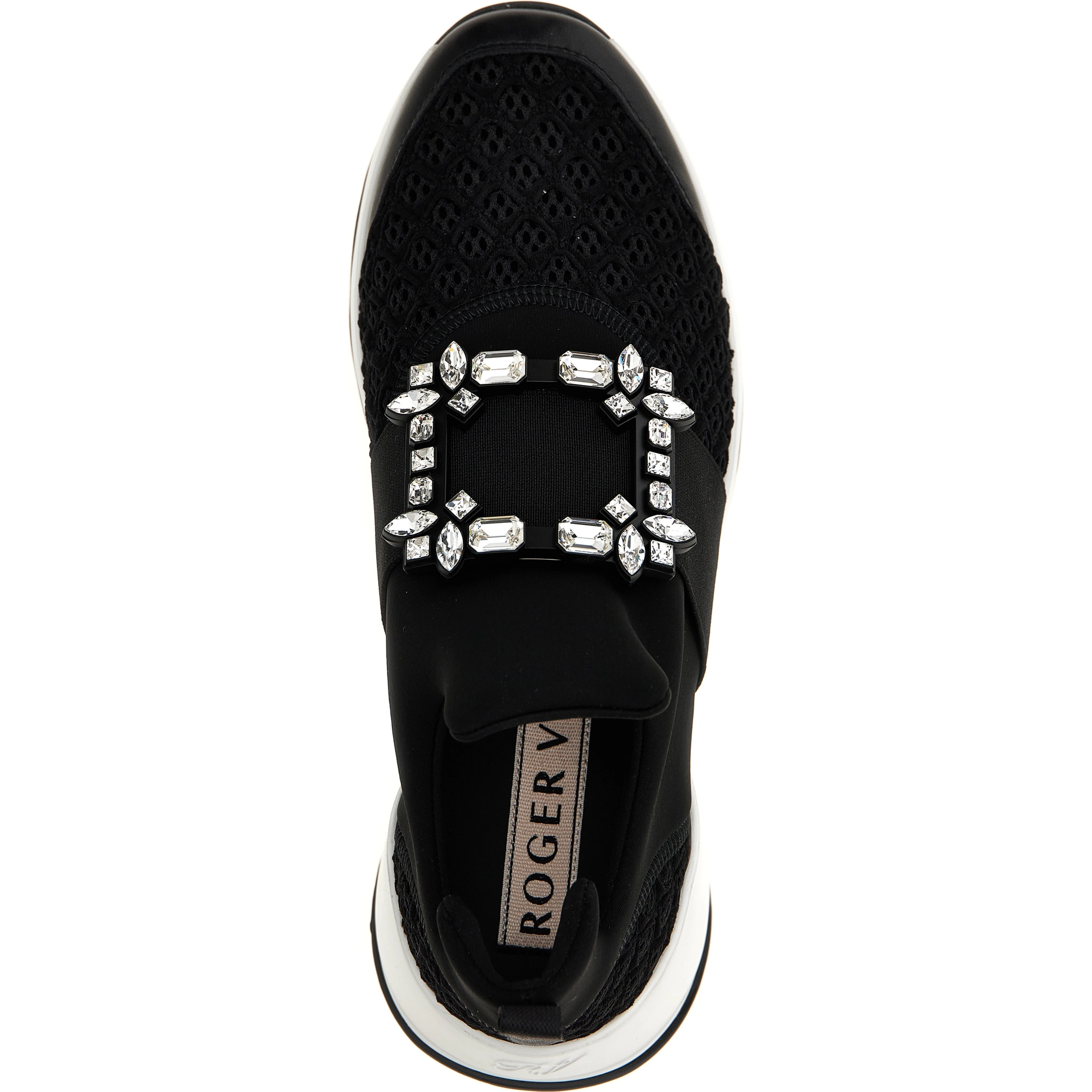 Black Polyester Athletic Sneakers