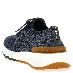 Blue Cotton Athletic Sneakers