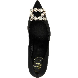 Black Viscose Mid Heel Pumps