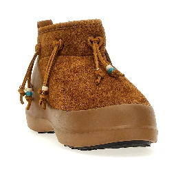 Brown Suede Leather Flat Boots