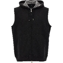 Black Cotton Sleeveless Jacket