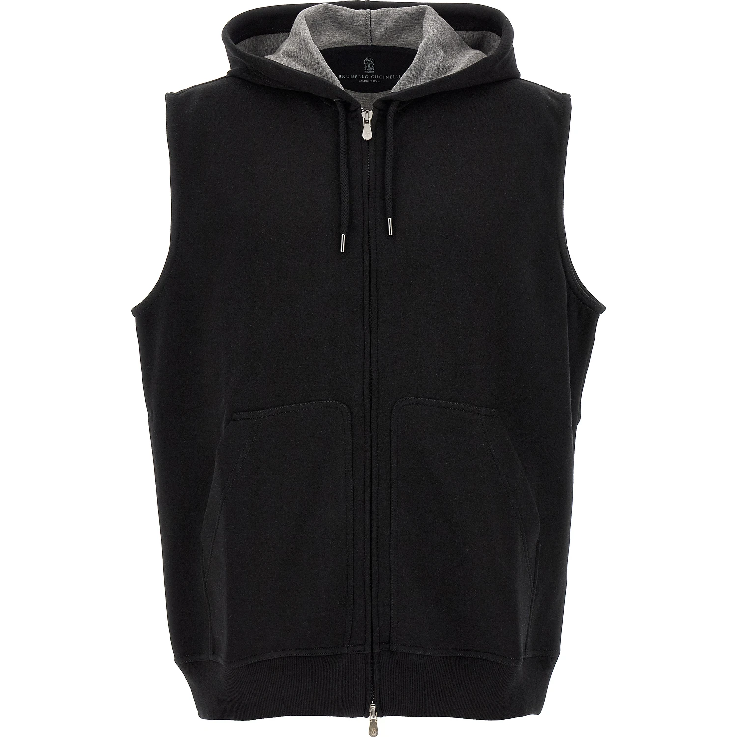 Black Cotton Sleeveless Jacket