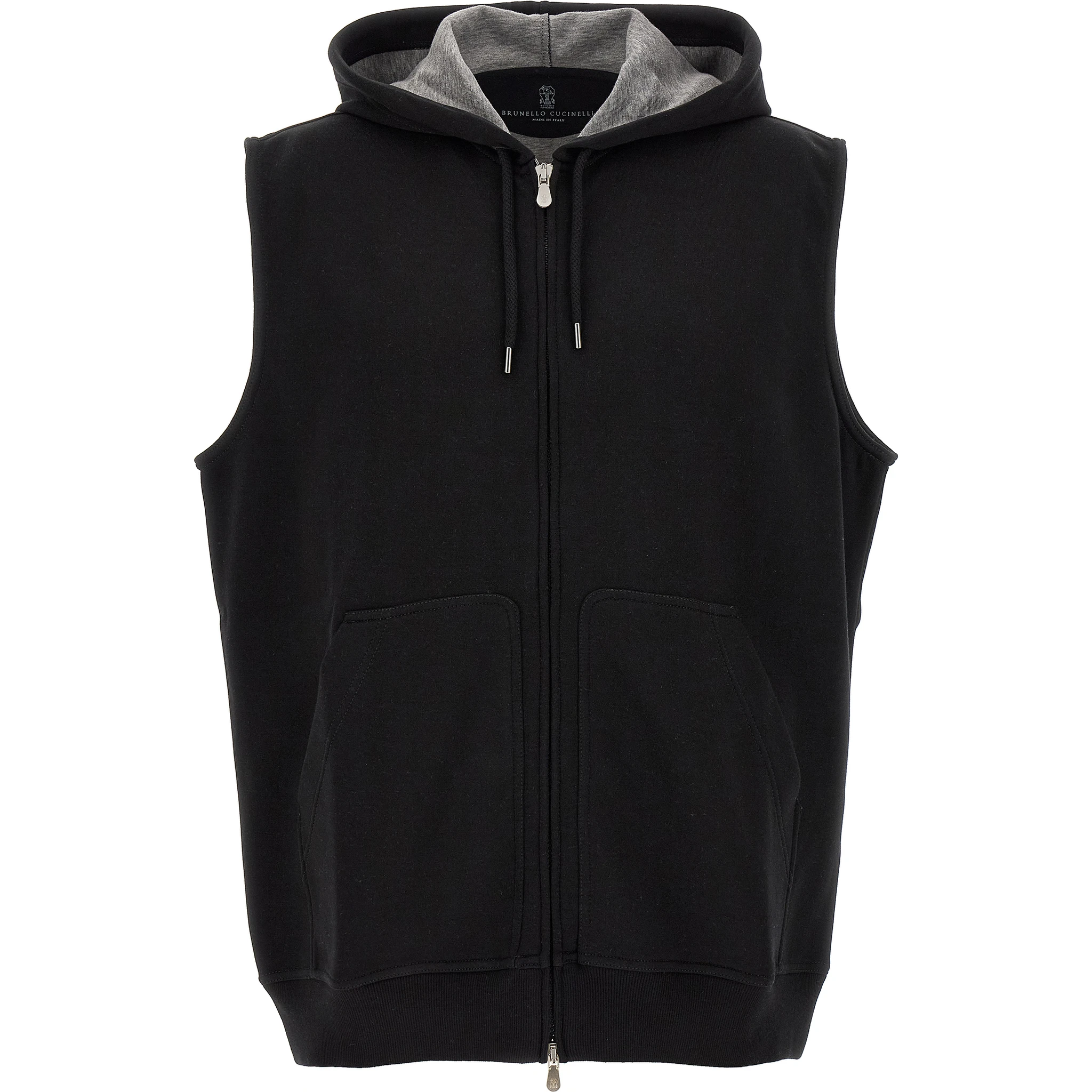 Black Cotton Sleeveless Jacket