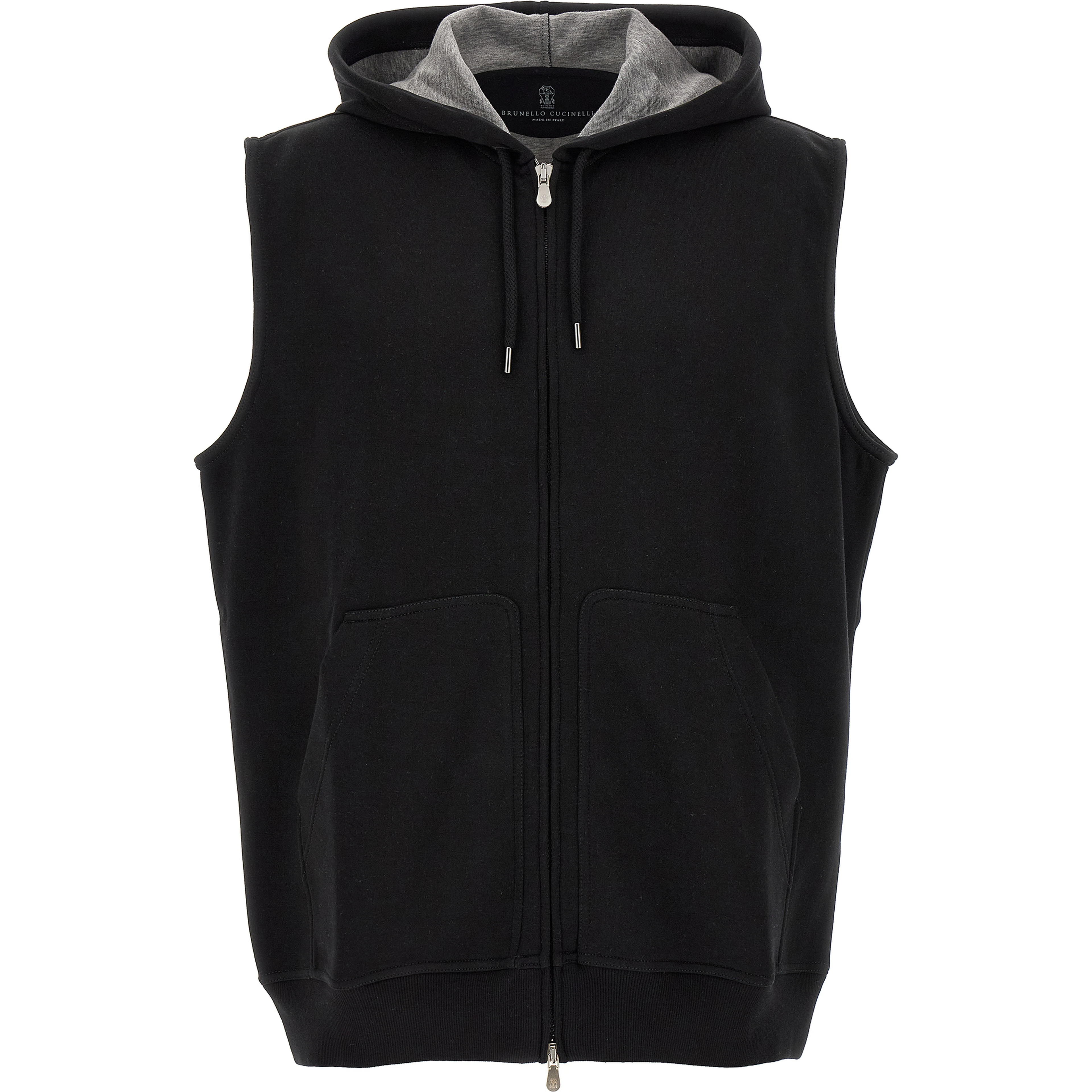 Black Cotton Sleeveless Jacket