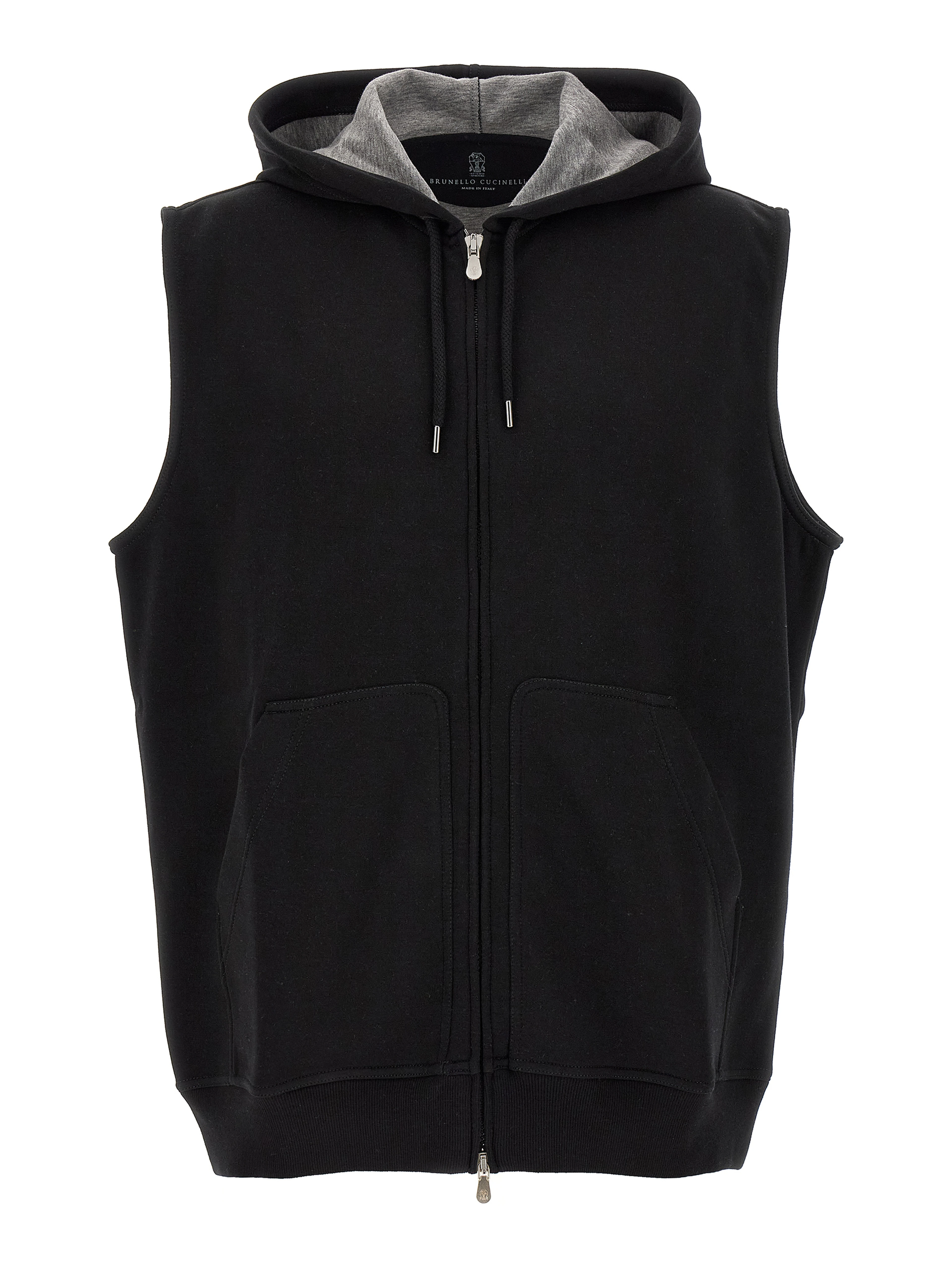 Black Cotton Sleeveless Jacket