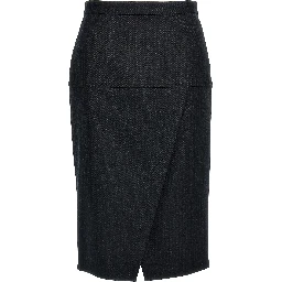 Gray Virgin Wool Midi Skirt