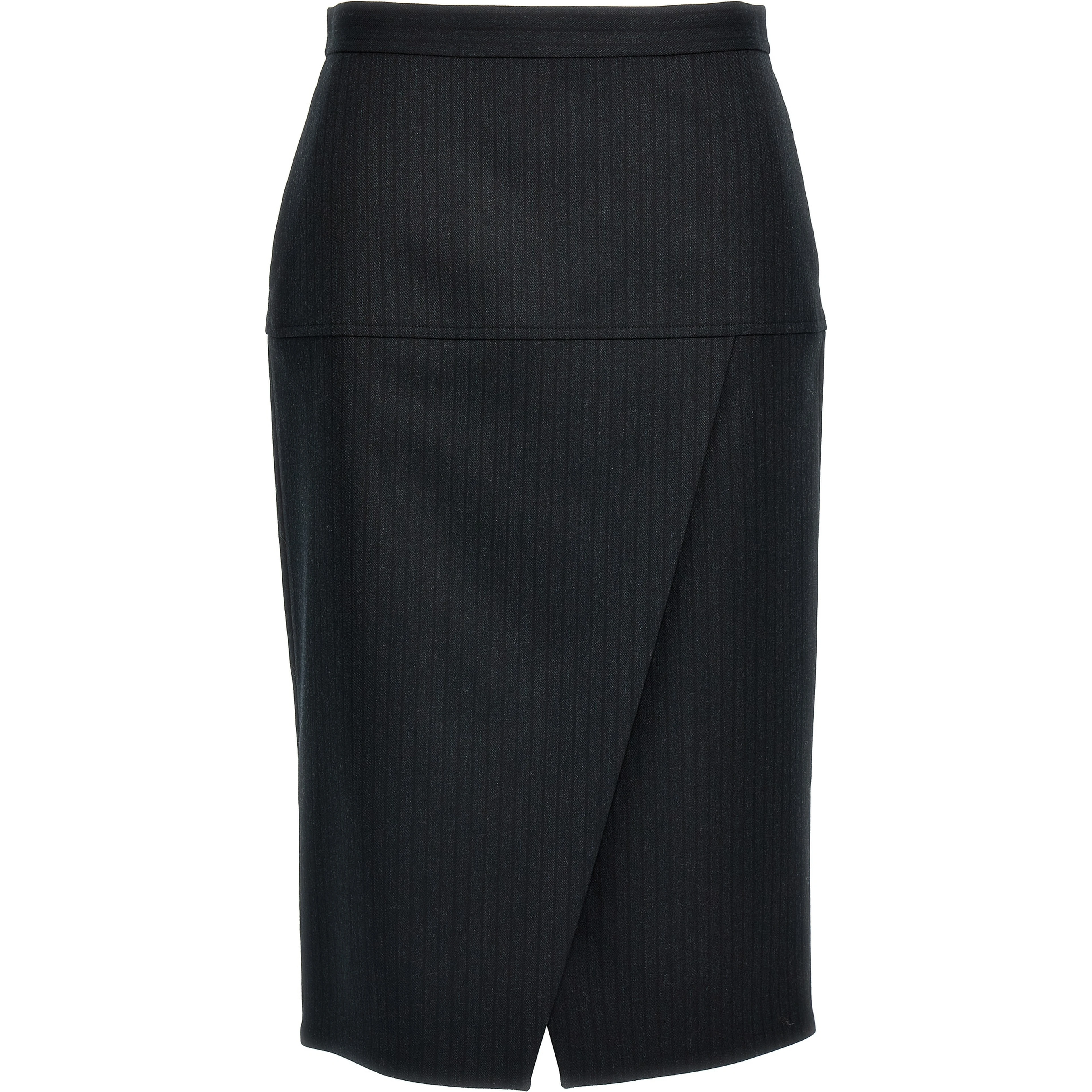 Gray Virgin Wool Midi Skirt