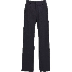 Blue Polyester Casual Pants