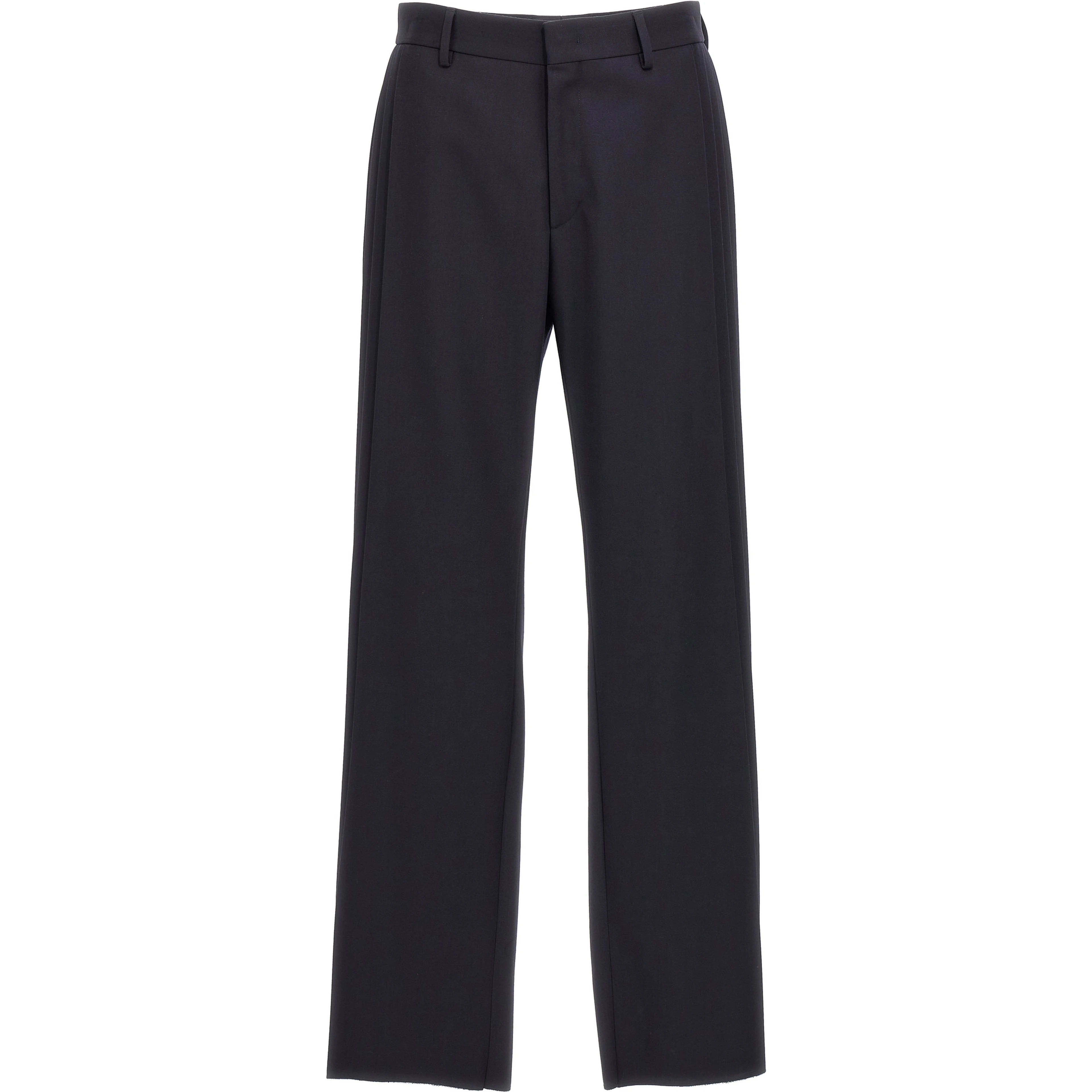 Blue Polyester Casual Pants
