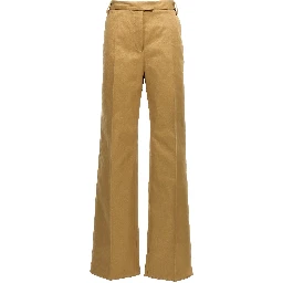 Beige Cotton Casual Pants