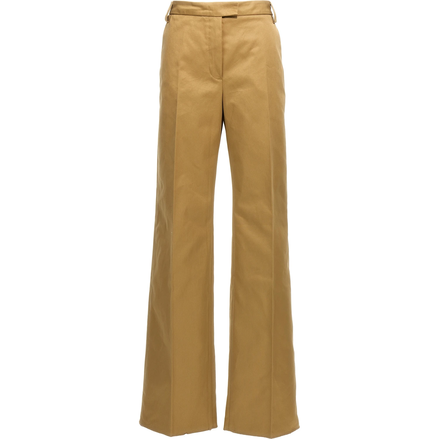 Beige Cotton Casual Pants