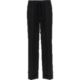 Black Virgin Wool Casual Pants