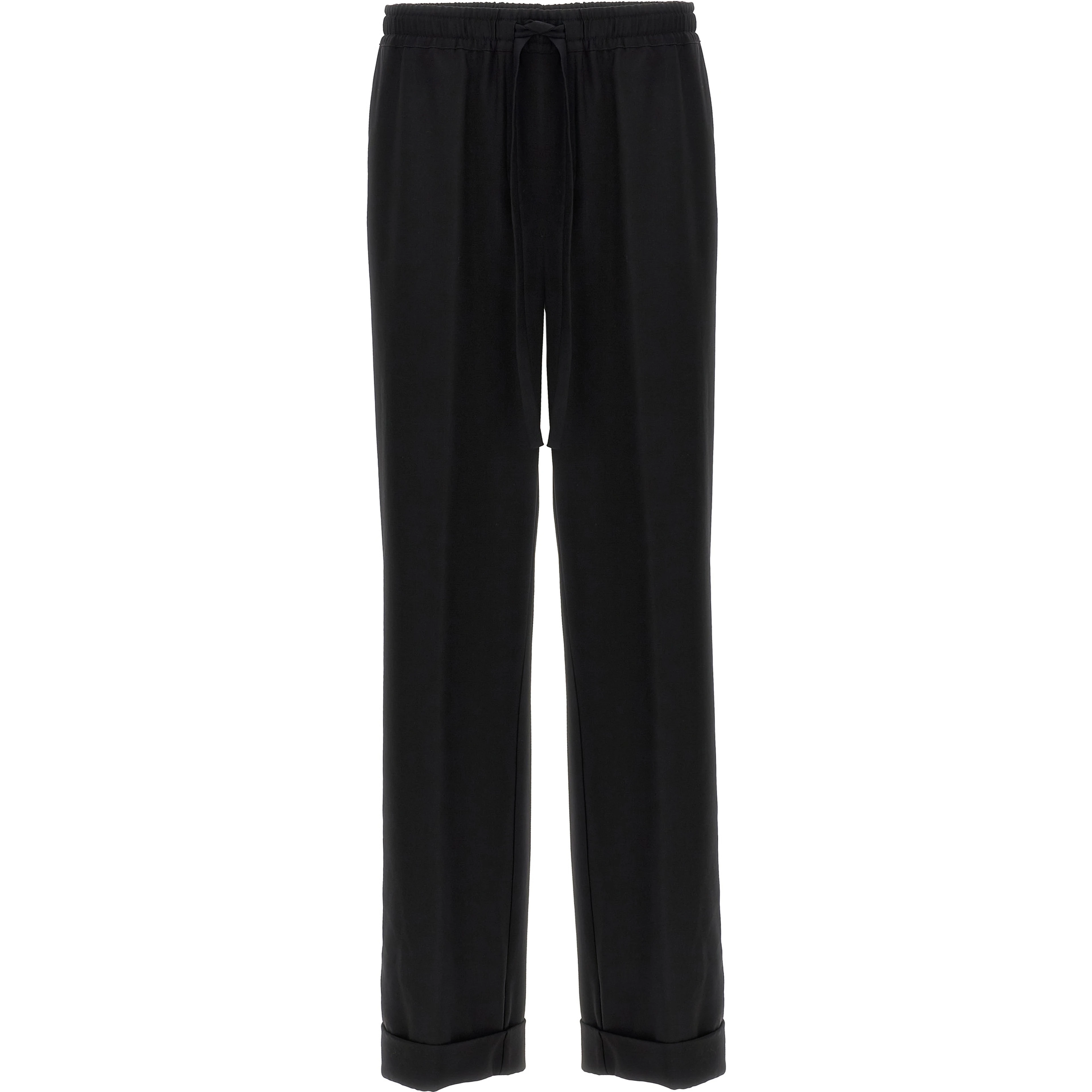 Black Virgin Wool Casual Pants
