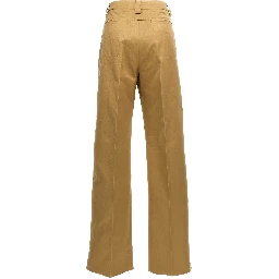 Beige Cotton Casual Pants
