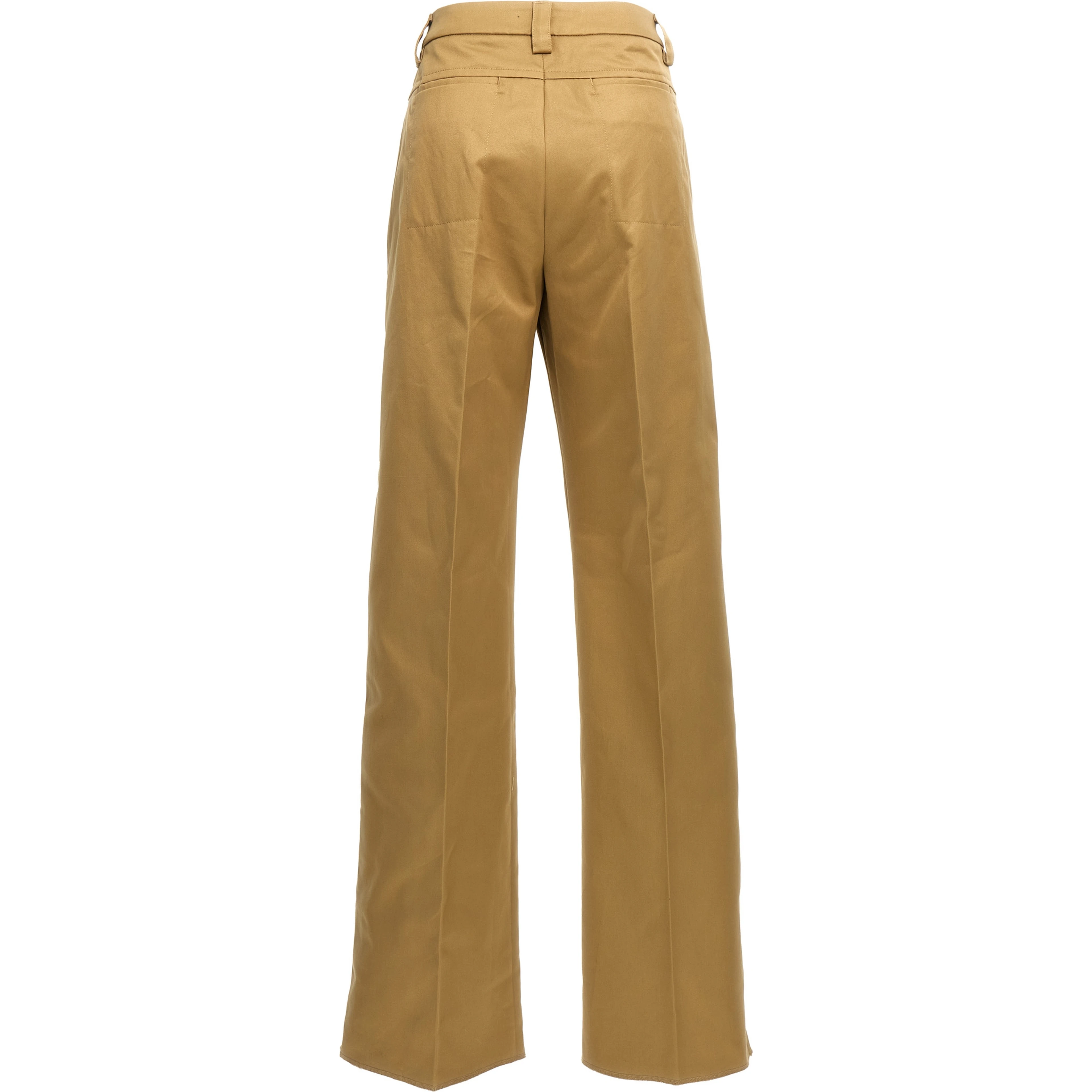 Beige Cotton Casual Pants