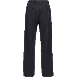 Blue Polyester Casual Pants