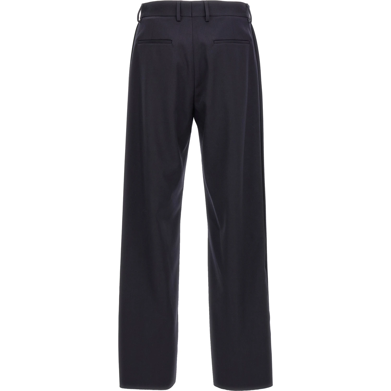 Blue Polyester Casual Pants