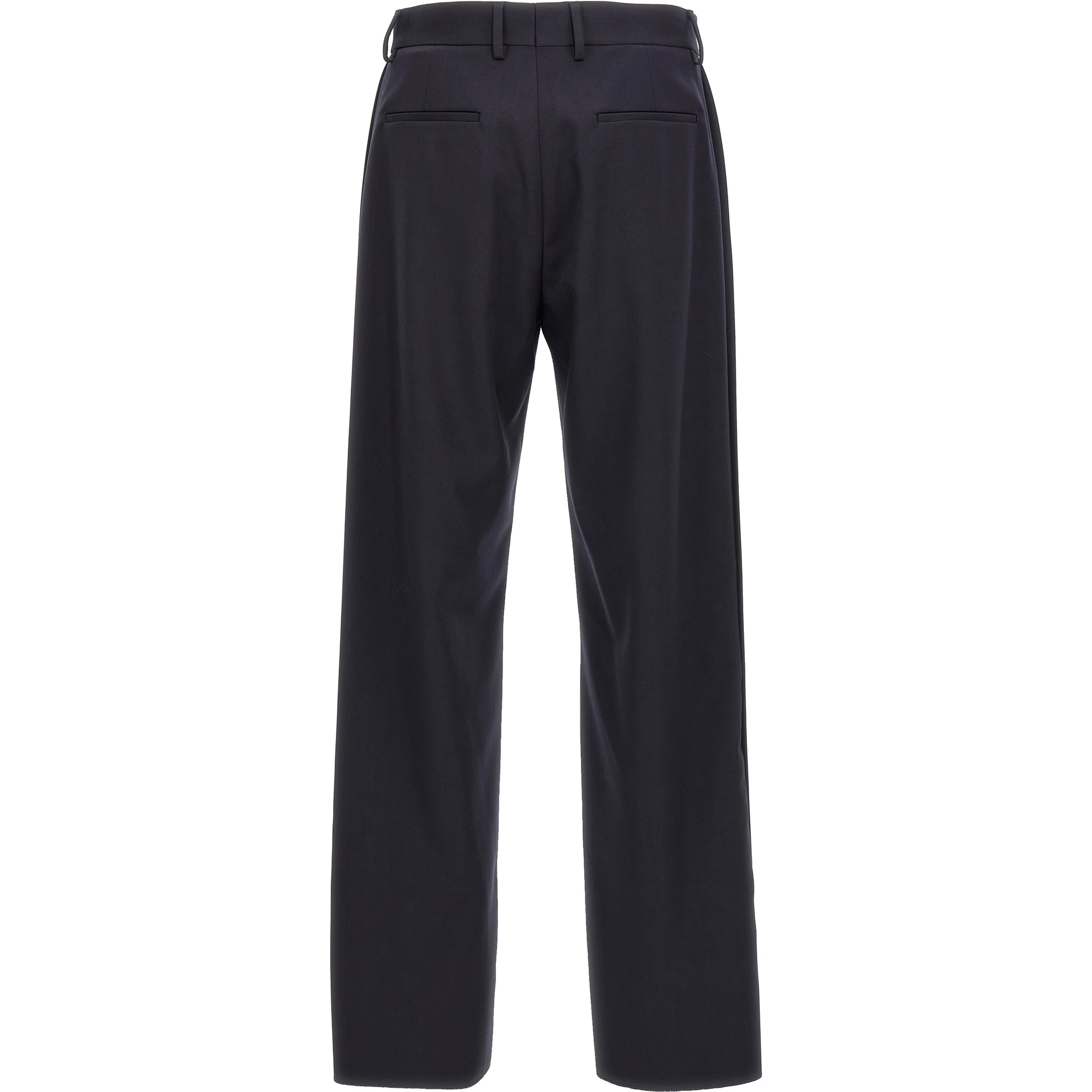 Blue Polyester Casual Pants