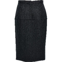 Gray Virgin Wool Midi Skirt