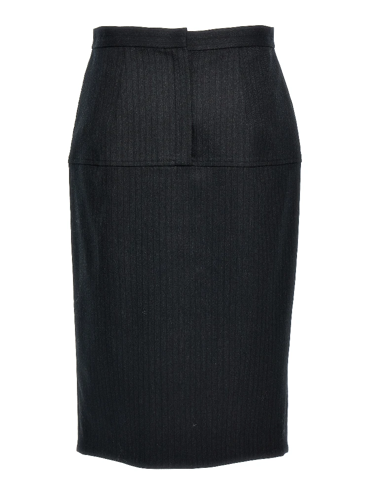 Gray Virgin Wool Midi Skirt alternative