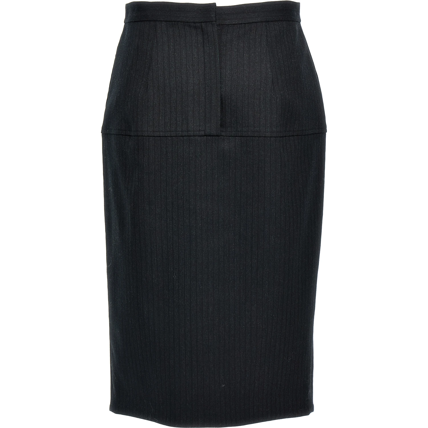 Gray Virgin Wool Midi Skirt