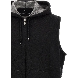 Black Cotton Sleeveless Jacket