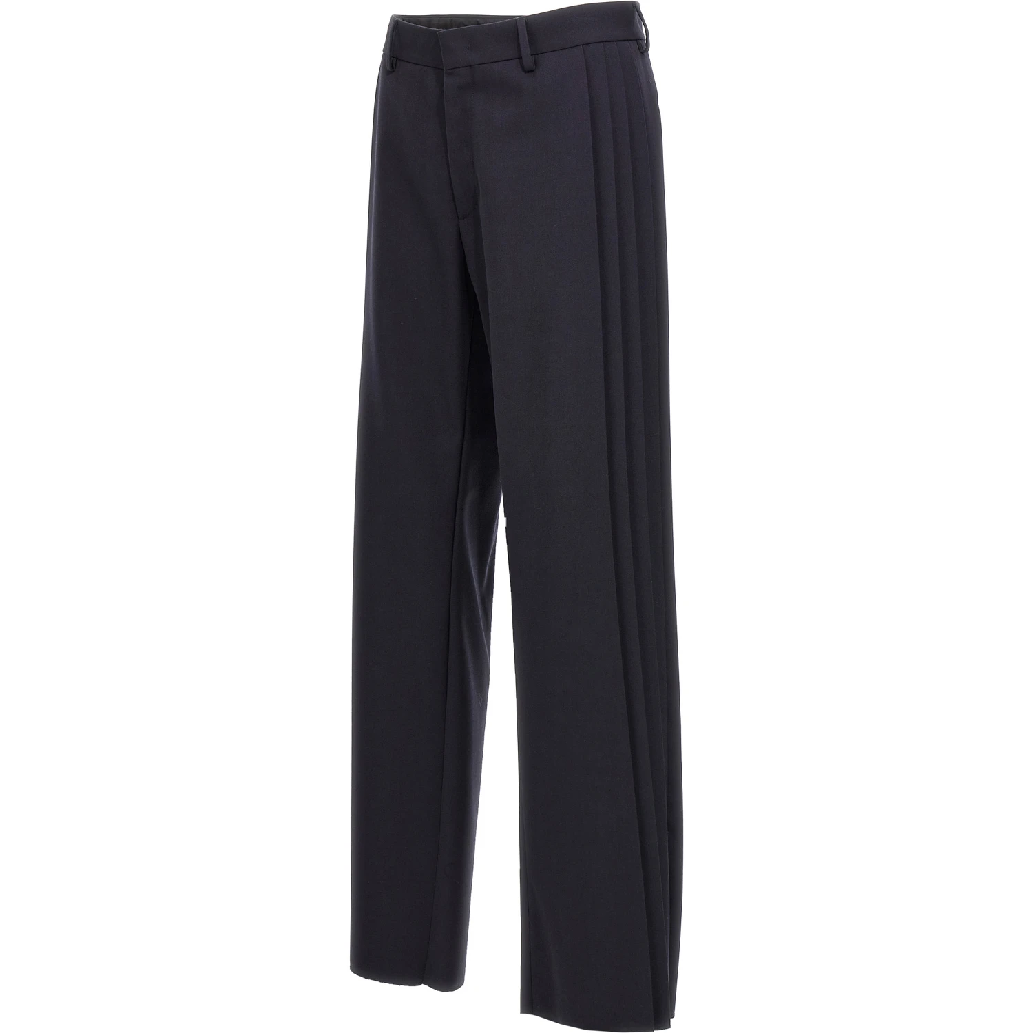 Blue Polyester Casual Pants
