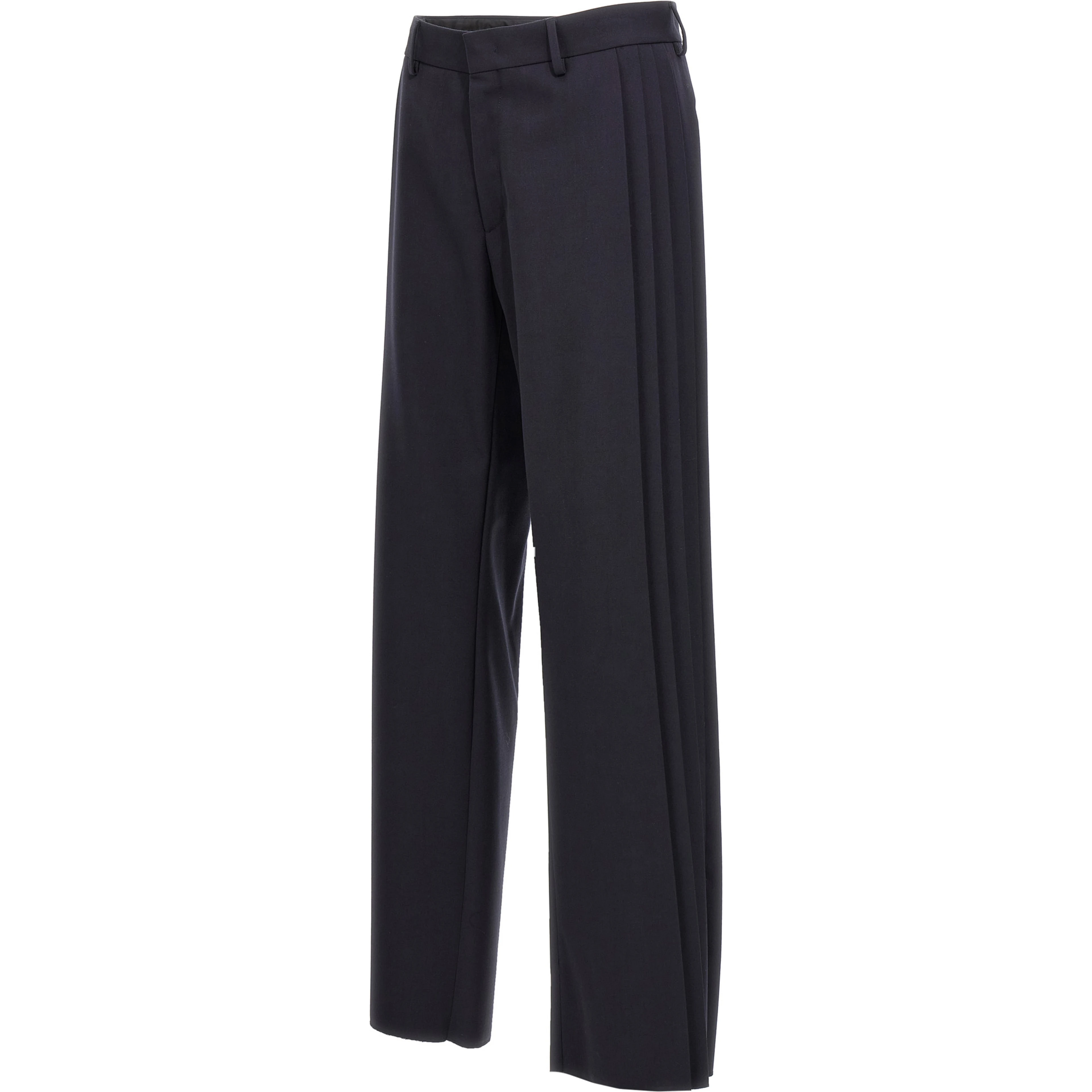 Blue Polyester Casual Pants
