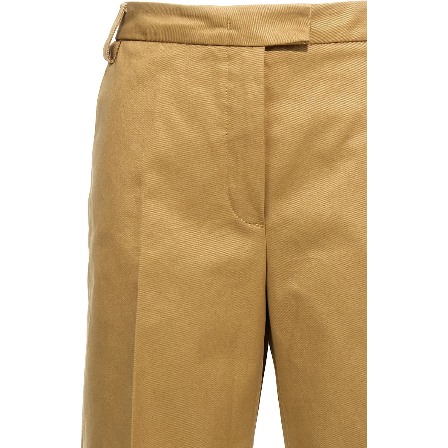 Beige Cotton Casual Pants