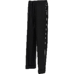 Black Virgin Wool Casual Pants