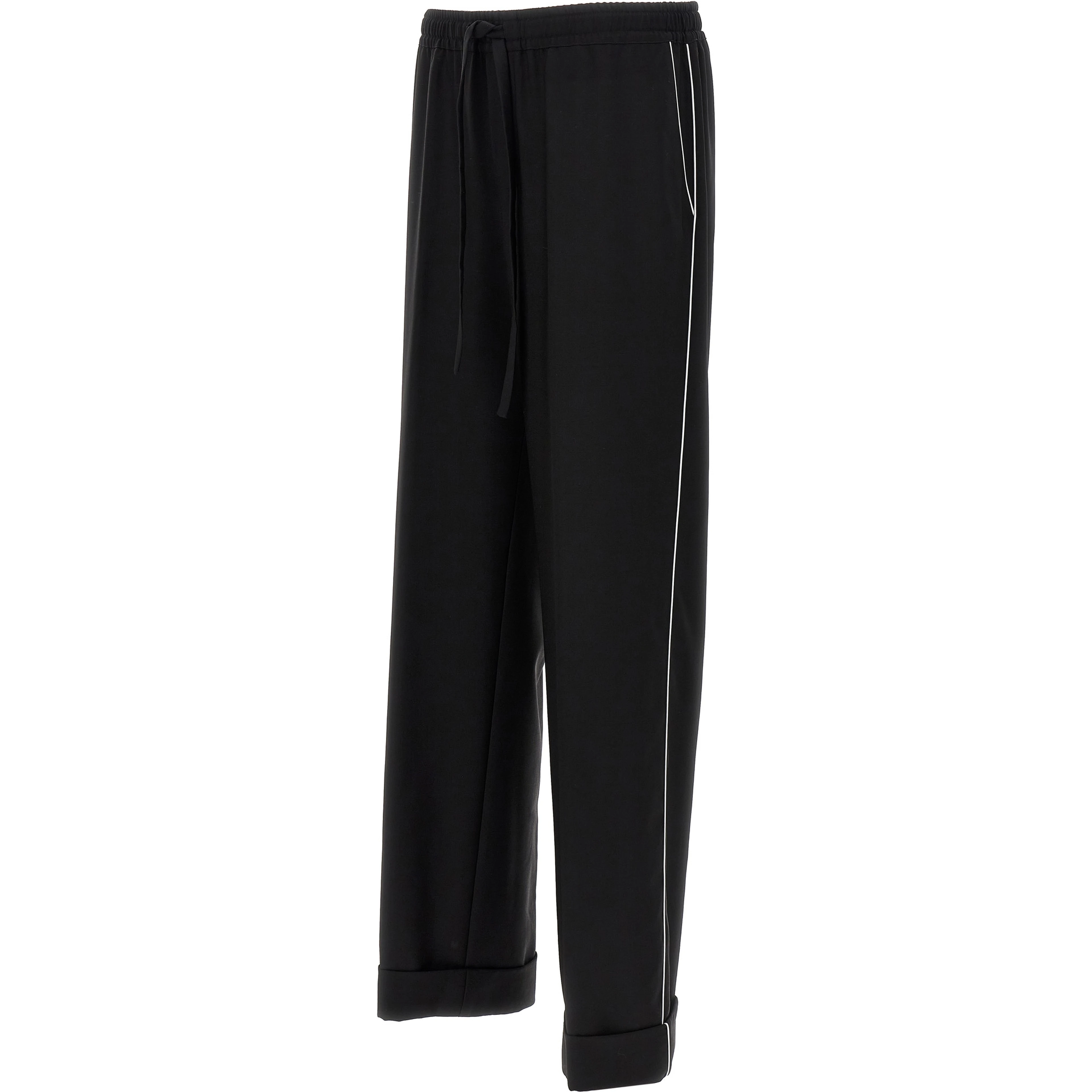 Black Virgin Wool Casual Pants