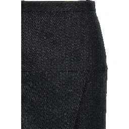 Gray Virgin Wool Midi Skirt