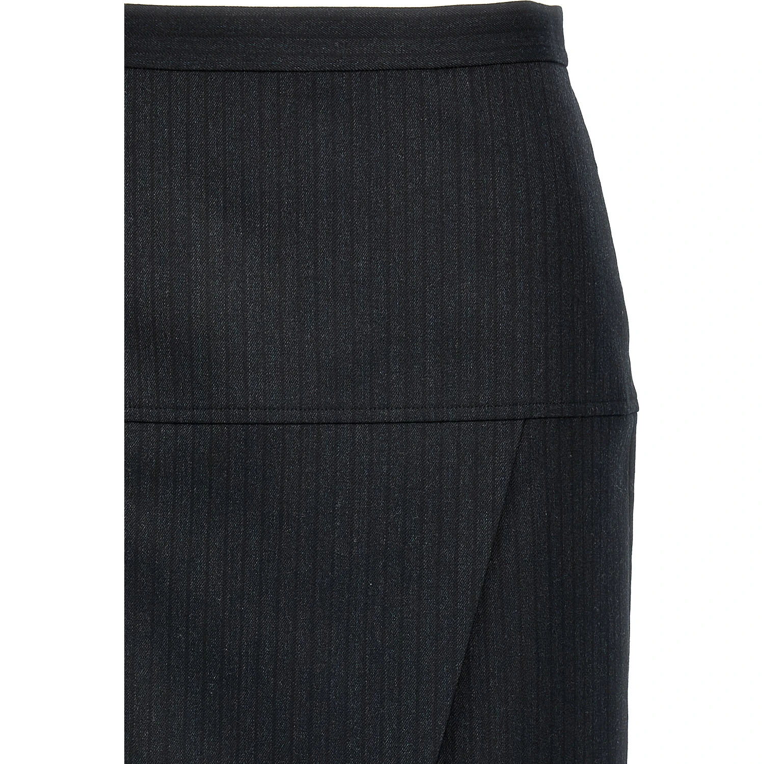 Gray Virgin Wool Midi Skirt