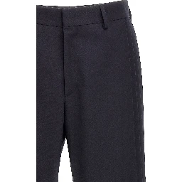 Blue Polyester Casual Pants