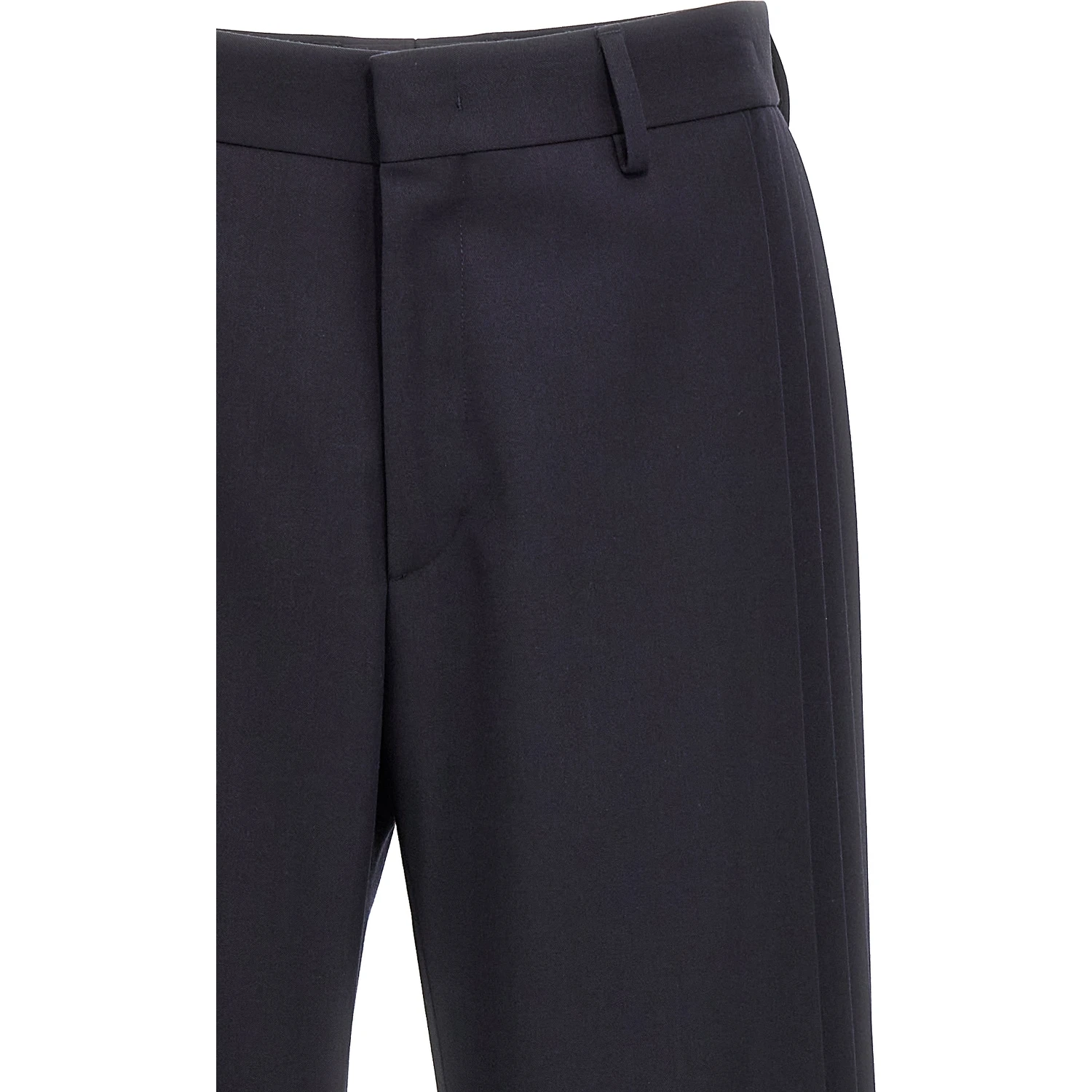 Blue Polyester Casual Pants