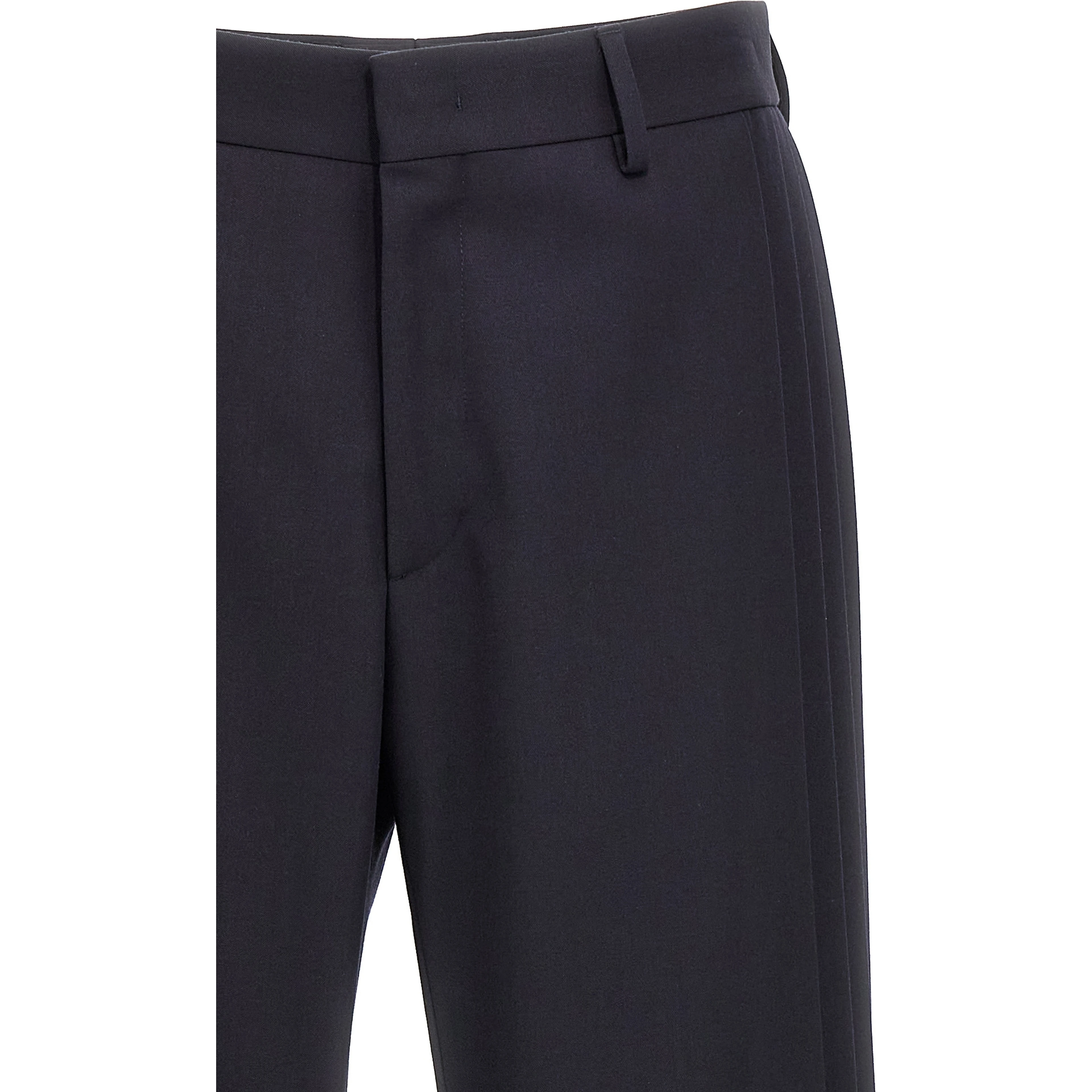 Blue Polyester Casual Pants